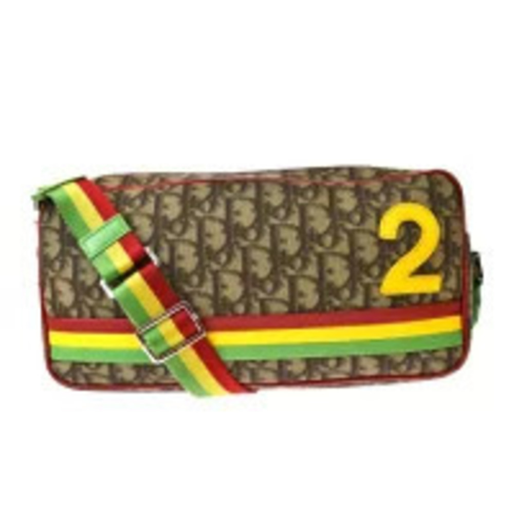 Christian Dior Trotter Crossbody Shoulder Bag Rasta Brown Leather